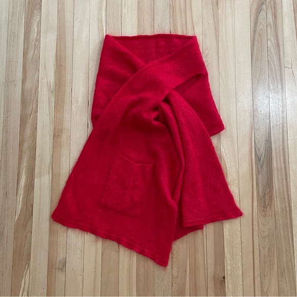 Sarah Pacini Red Mohair Merino Scarf - Made in Italy - Picture 7 of 9